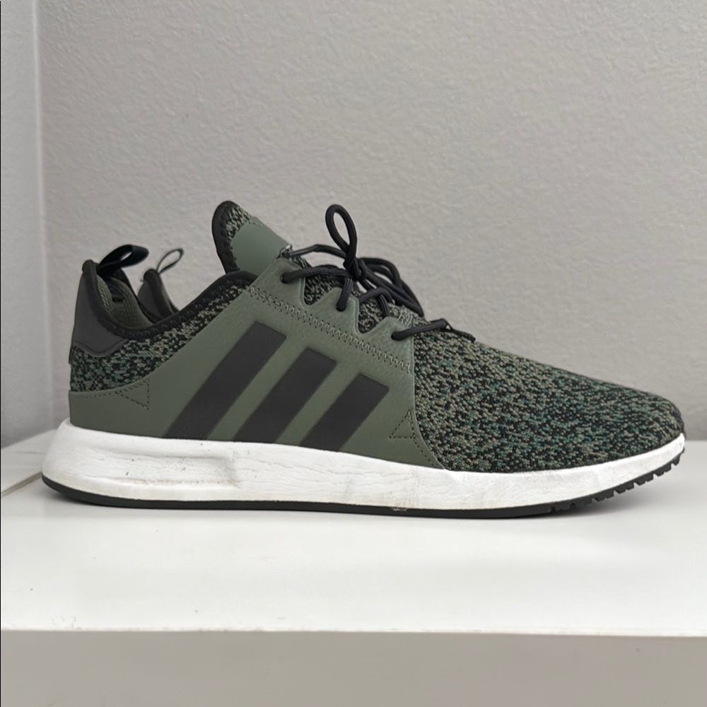 Adidas Green and Black Sneakers with Knit Texture